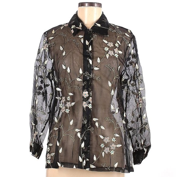 Silk Box Long Sleeve Silk Top - Picture 1 of 2